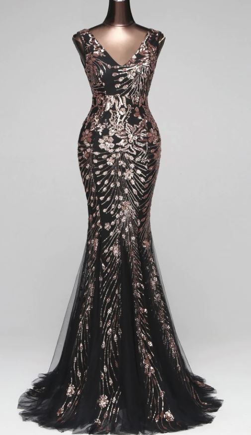 Double-V Mermaid  Evening Dress