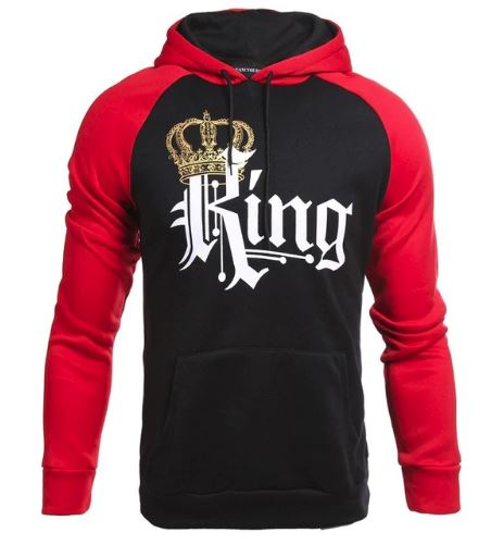 KING Queen Crown Print Unisex Men Women Autumn Hoodies