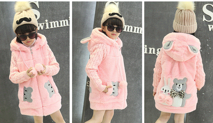 New Cartoon Rabbit Winter Girls Parka